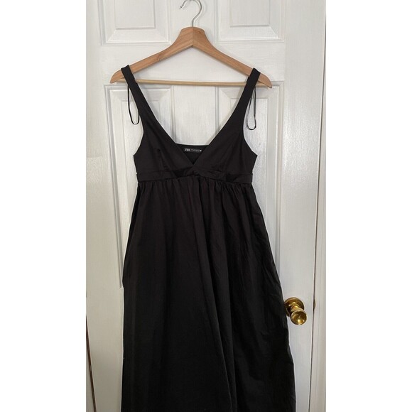 Zara Poplin Maxi Dress 100% Cotton Sz S Wedding Guest - Picture 7 of 11